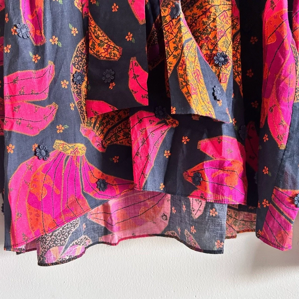 Farm Rio Patchwork Bananas Blouse Size Small New with tags